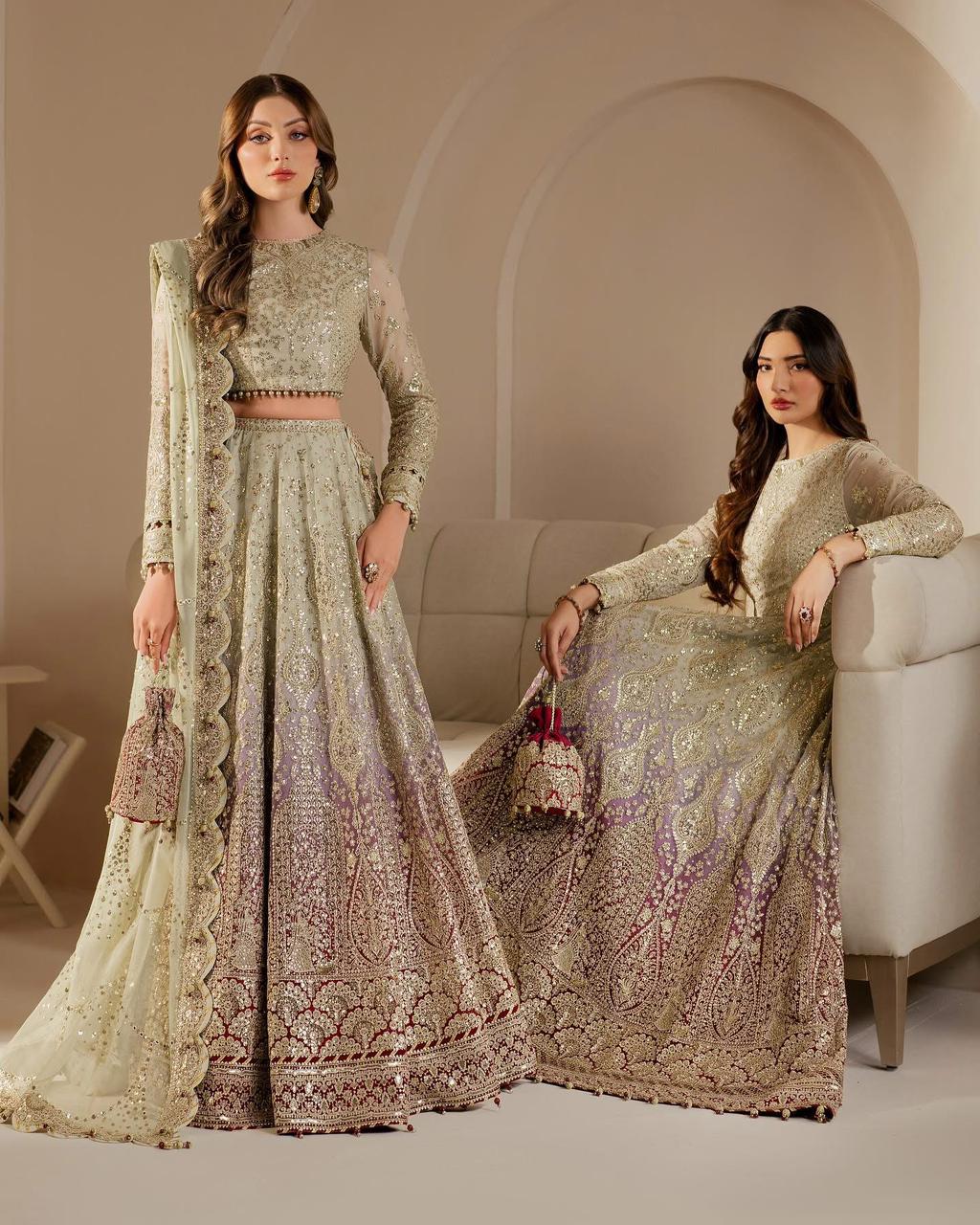 JAZMIN Luxury Wedding Formal Chiffon Ensemble – Embroidered Elegance