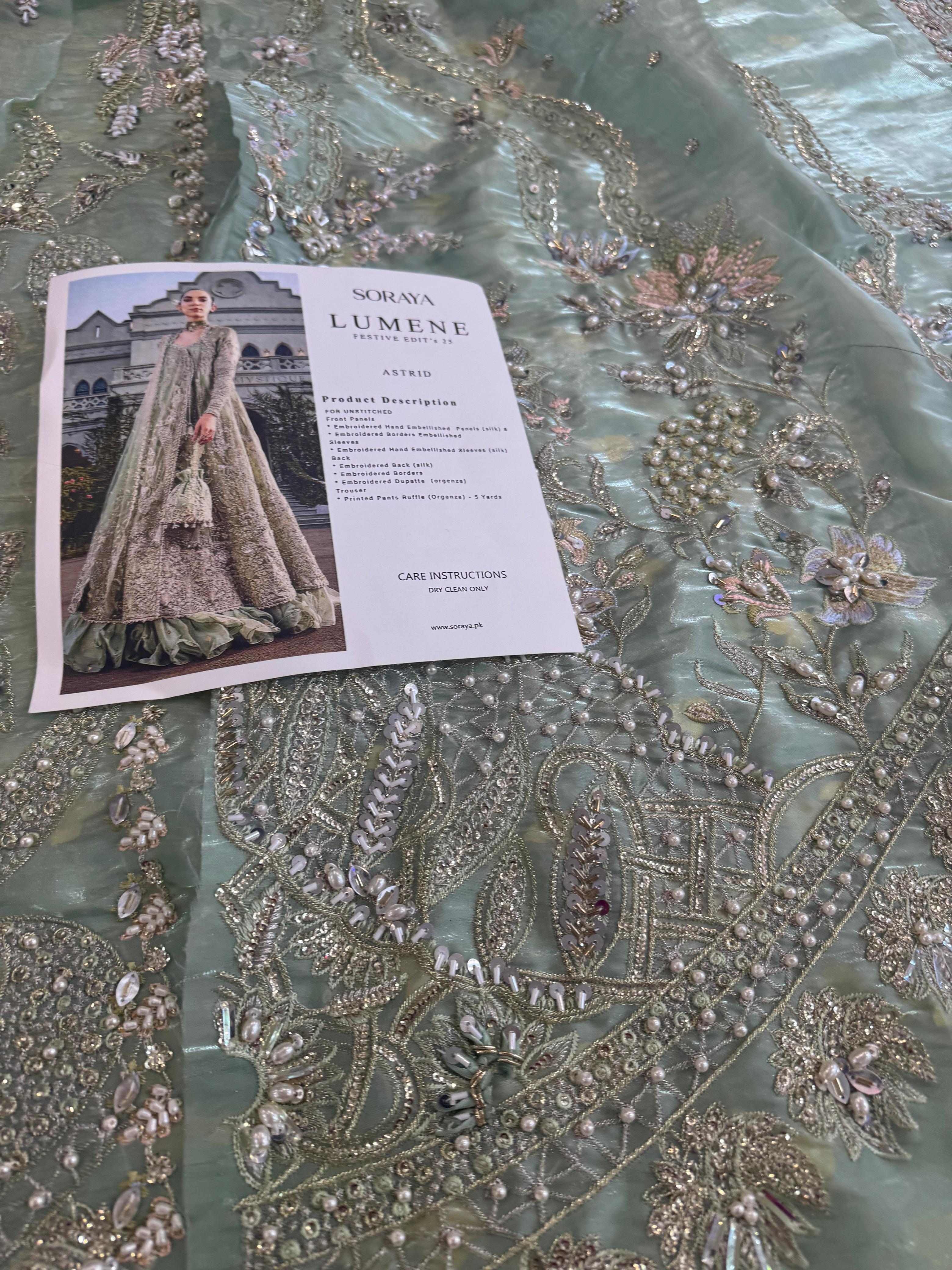 Soraya Green Bridal Tissue Ensemble – Hand Embellished Chiffon Collection