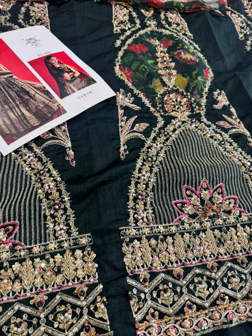 Mohsin Naveed Ranjha – Dark Green Bridal Silk Lehenga Choli