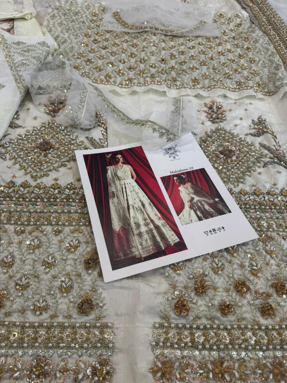 Mohsin Naveed Ranjha Off-White Indian Silk Bridal Lehenga – Wedding Edition