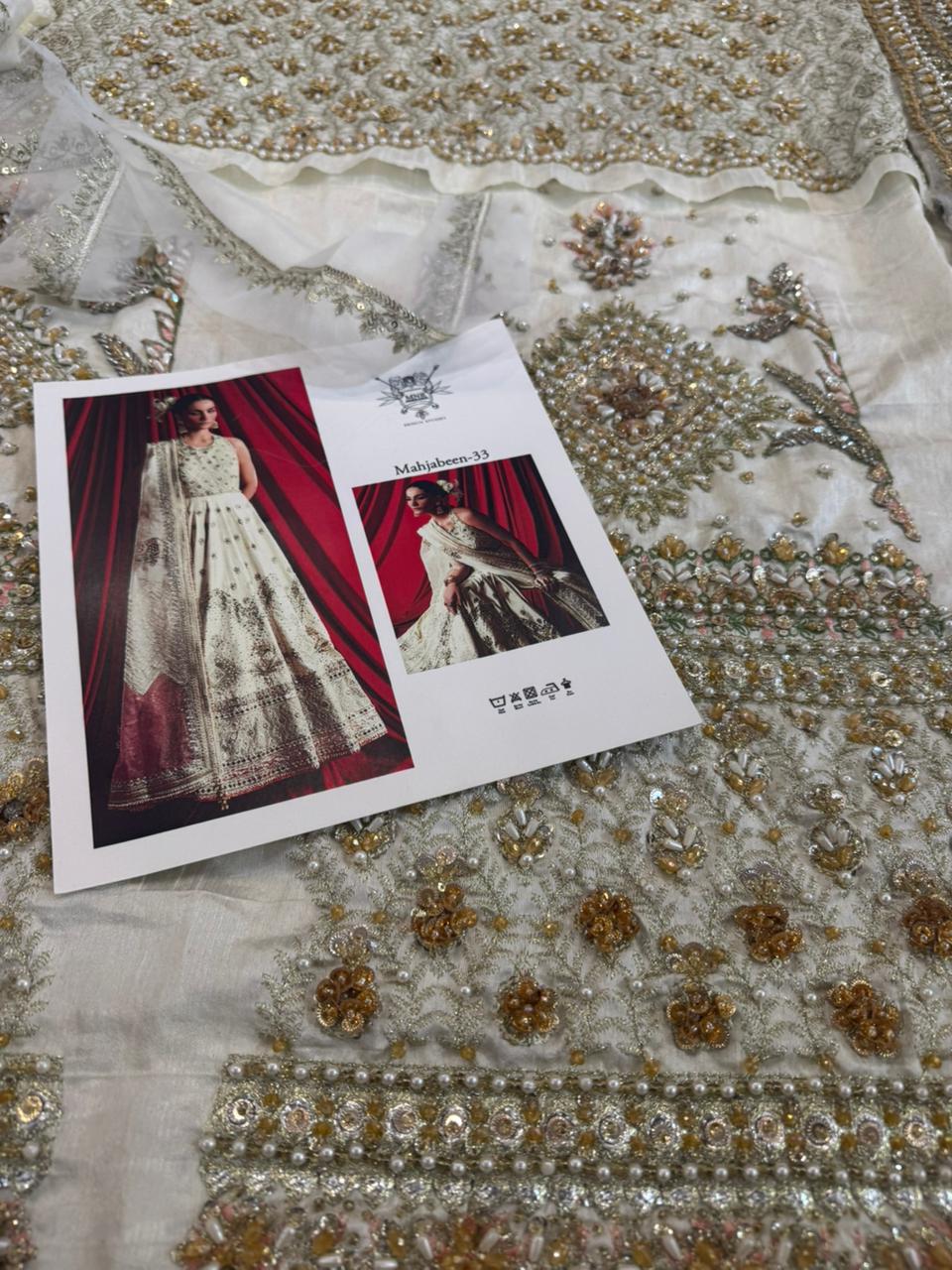 Mohsin Naveed Ranjha Off-White Indian Silk Bridal Lehenga – Wedding Edition