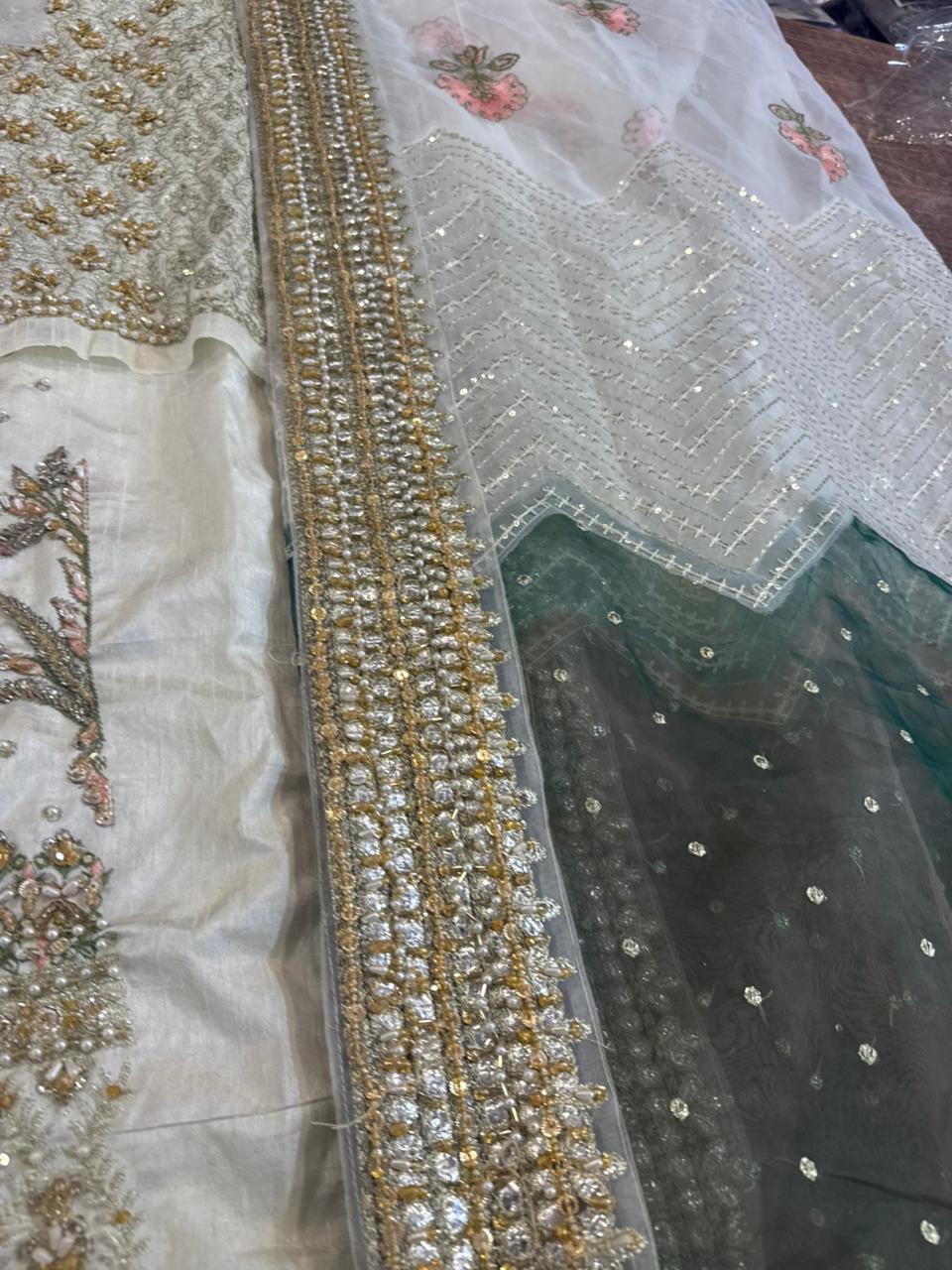 Mohsin Naveed Ranjha Off-White Indian Silk Bridal Lehenga – Wedding Edition