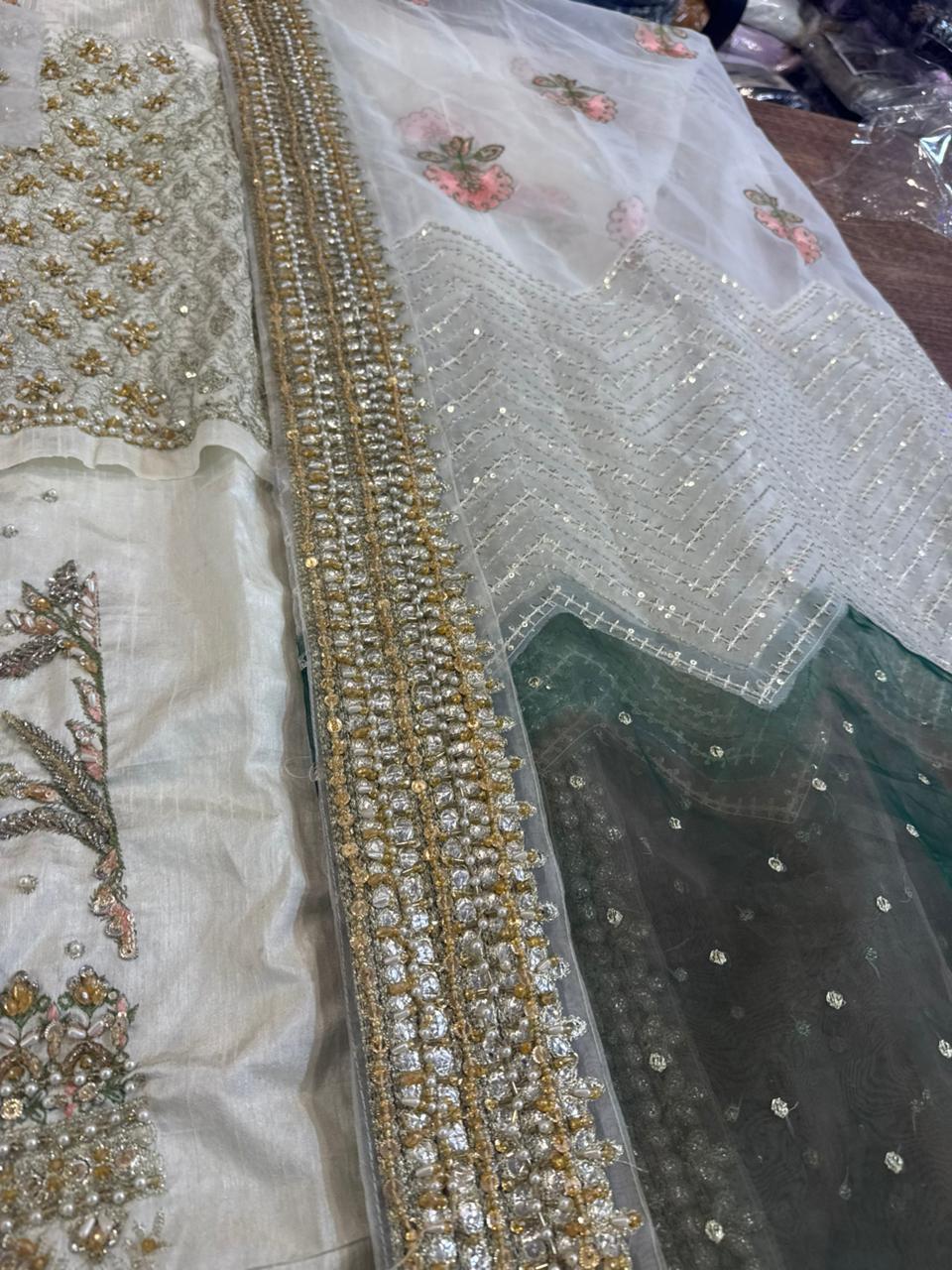 Mohsin Naveed Ranjha Off-White Indian Silk Bridal Lehenga – Wedding Edition