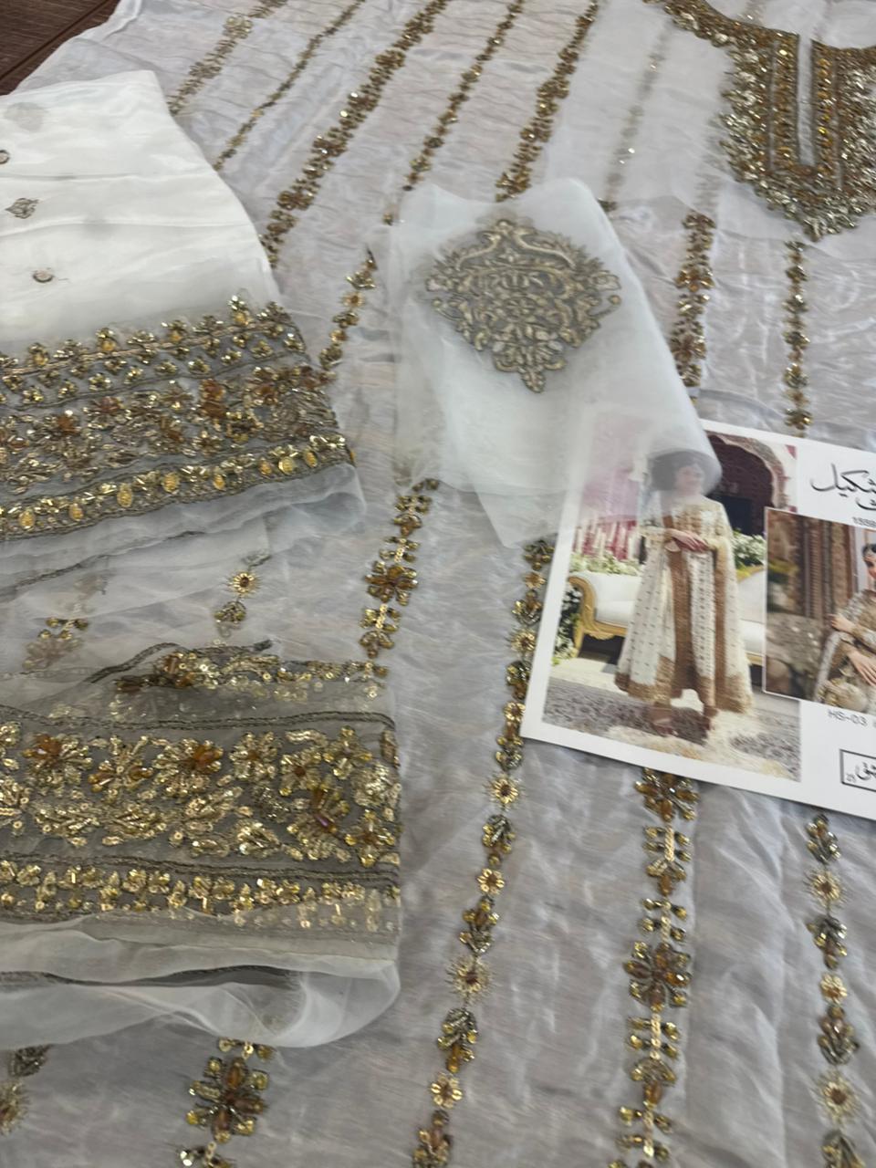 Haris Shakeel Off White Chiffon Luxury Formal – Hand Embellished Wedding Collection