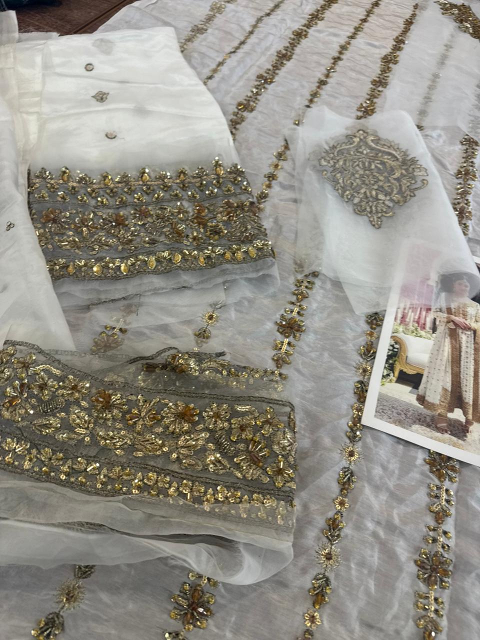 Haris Shakeel Off White Chiffon Luxury Formal – Hand Embellished Wedding Collection