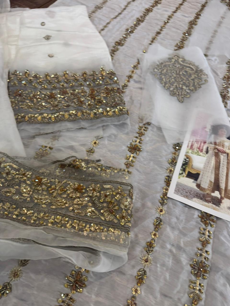 Haris Shakeel Off White Chiffon Luxury Formal – Hand Embellished Wedding Collection