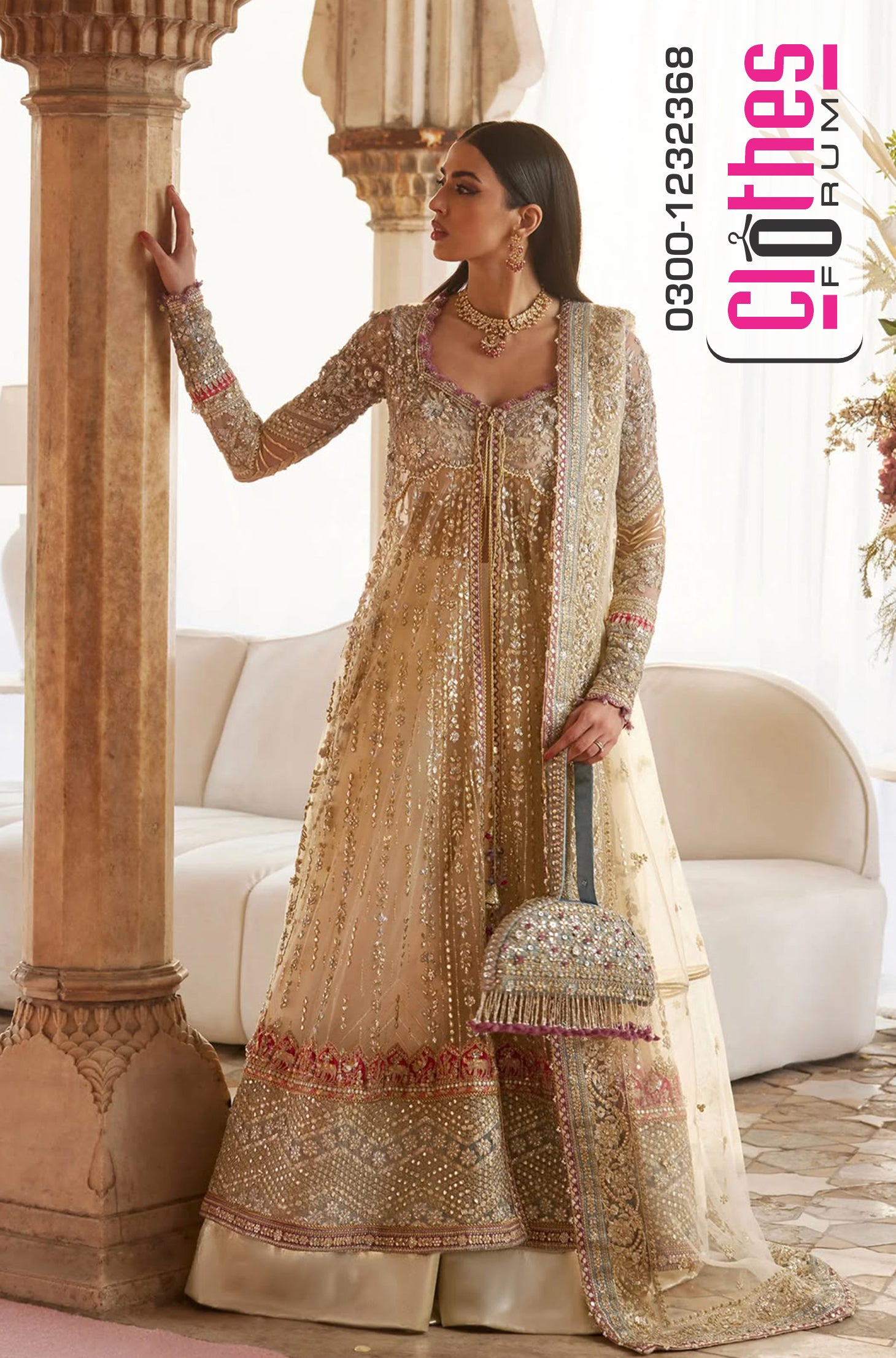 Zaha Gold Net Wedding Sharara Suit | Luxury Festive Wear