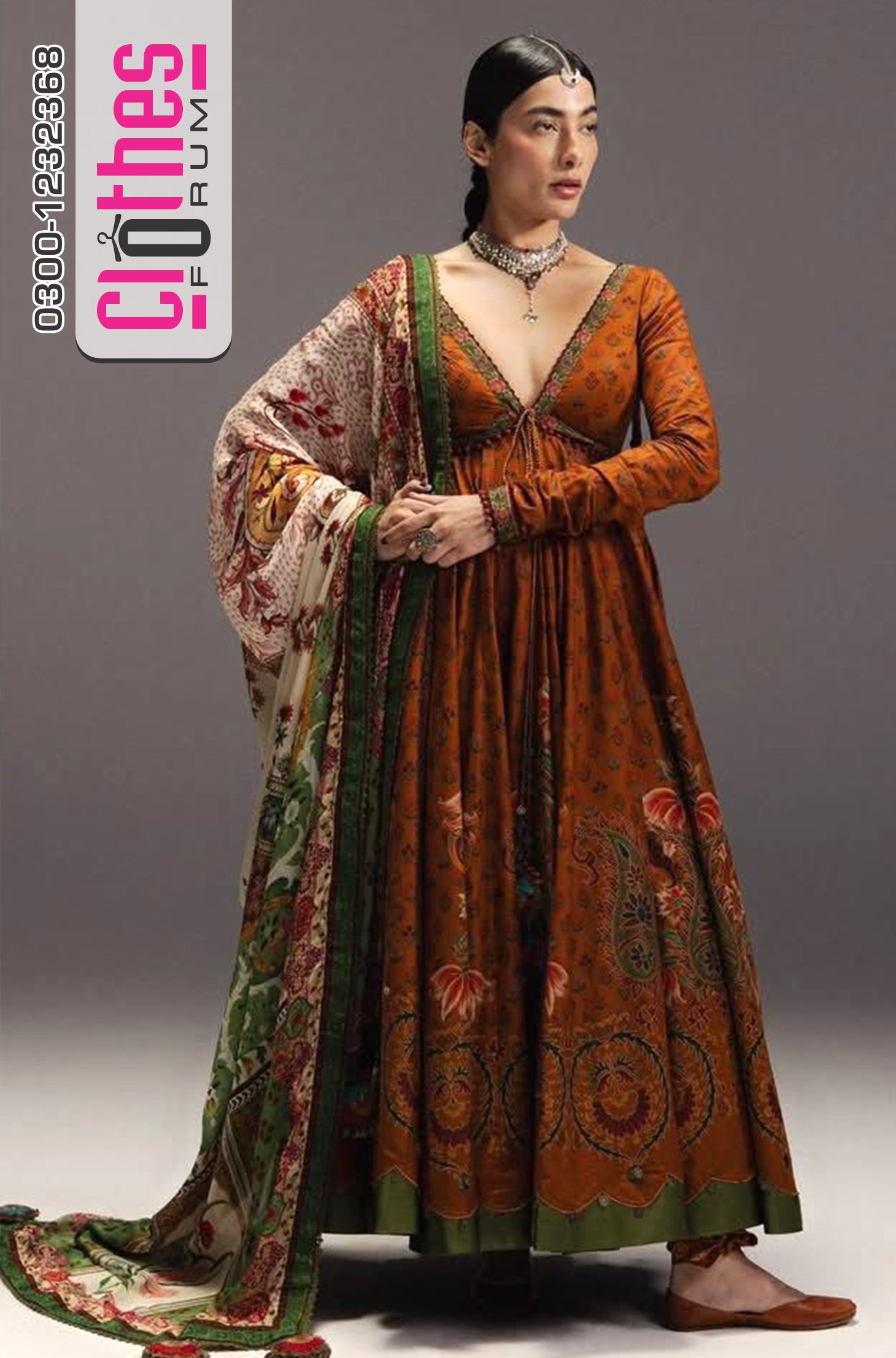 Zara Shahjahan | Zarfashan Rust Mughal Anarkali