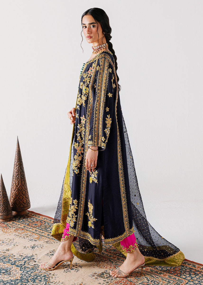 Sara Rohail Asghar Black Embroidered Silk Shalwar Kameez Set