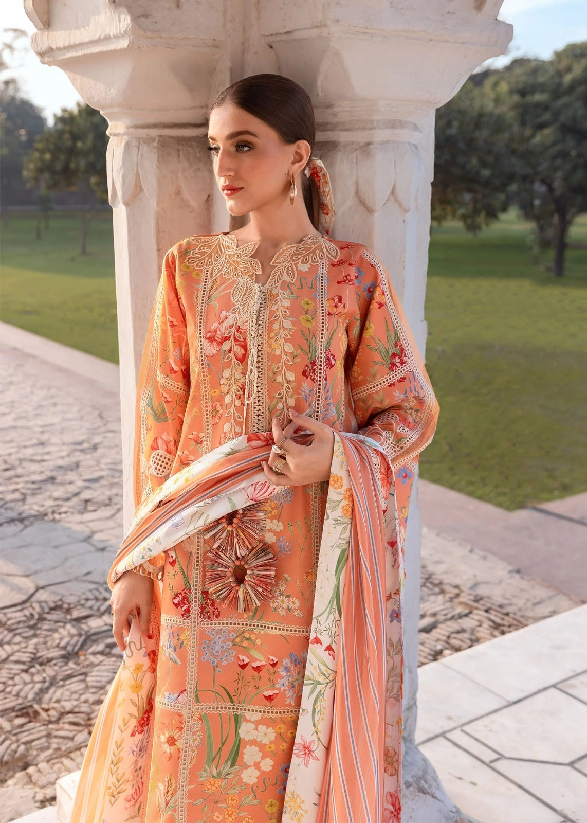 Crimson Sunset Embroidered Lawn - Luxury 3-Piece Unstitched Suit